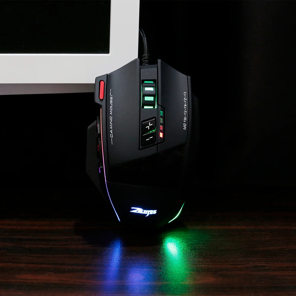 ZELOTES C-13 RGB Gaming Mouse, 10000 DPI Wired Gaming Mouse with 13 Programmable Buttons, RGB Backlit USB Gaming Mouse for PC & Desktop