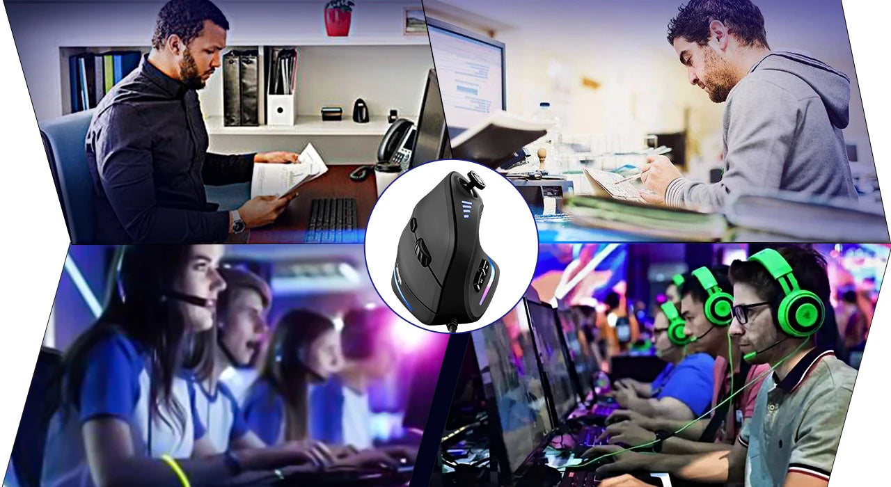 ZELOTES C18 laidinė vertikali ergonominė pelė su RGB apšvietimu, programuojama lazerinė žaidimų pelė su vairasvirte, 10000 DPI, skirta PC kompiuterių žaidėjams