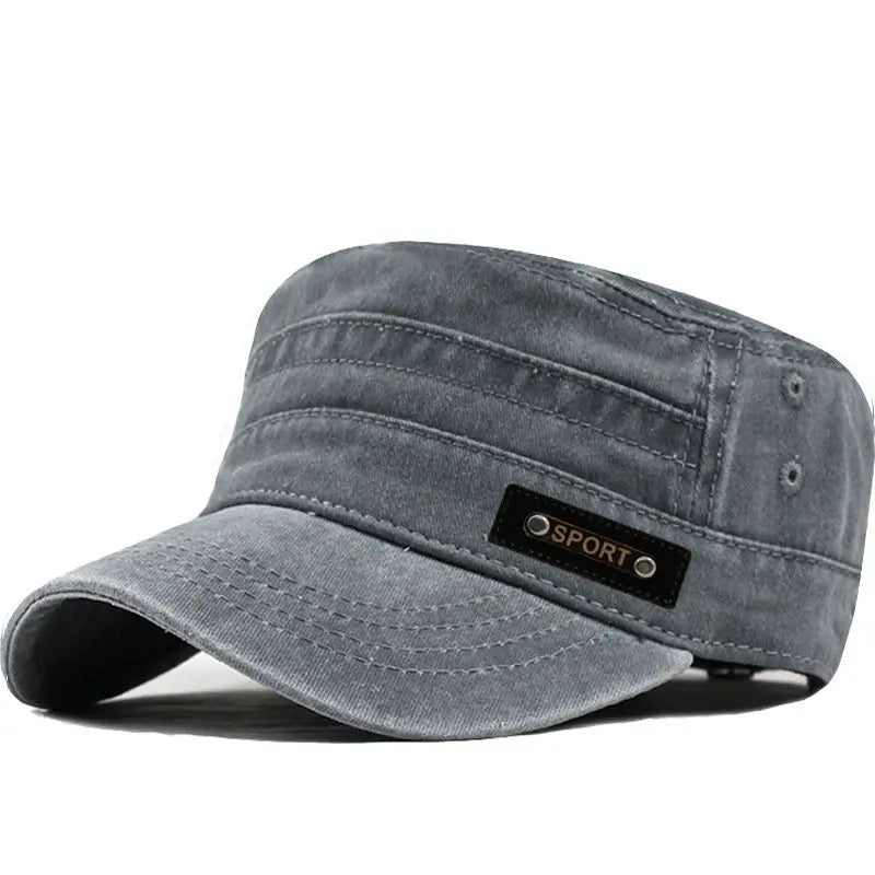 Casual Washed Cotton Flat Top Hat Adjustable Fisher Caps Men Women Cadet Military Cap Unique Design Vintage Cap Four Season 