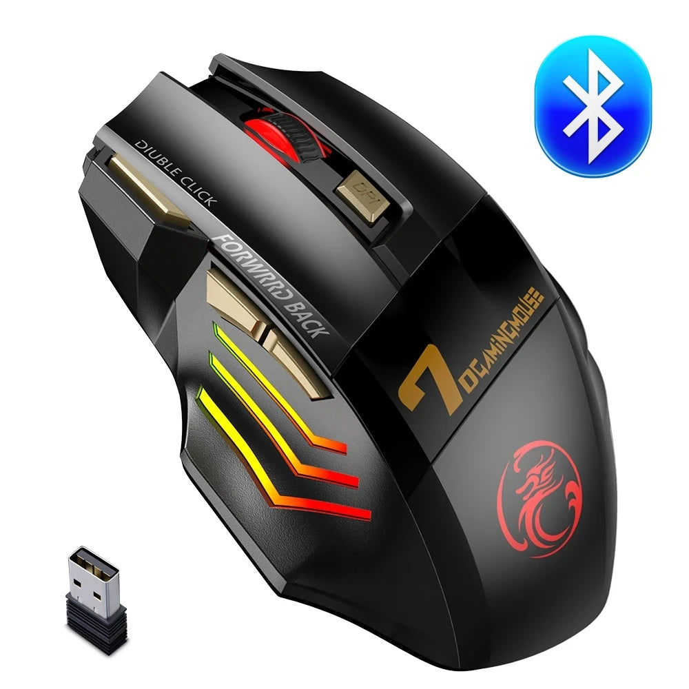 Wireless Bluetooth Mouse Wireless Mouse Rechargeable 7 Button RGB Gaming Mouse Gamer Ergonomic Mause LED Backlit PC Silent Mice