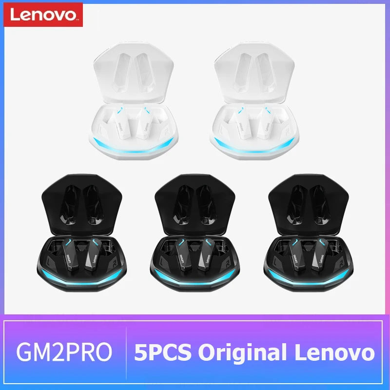 5PCS Original Lenovo GM2 Pro TWS Wireless Headphones Sliding Cover Gaming Earphone Bluetooth 5.3 Sport Earbuds Music Headsets