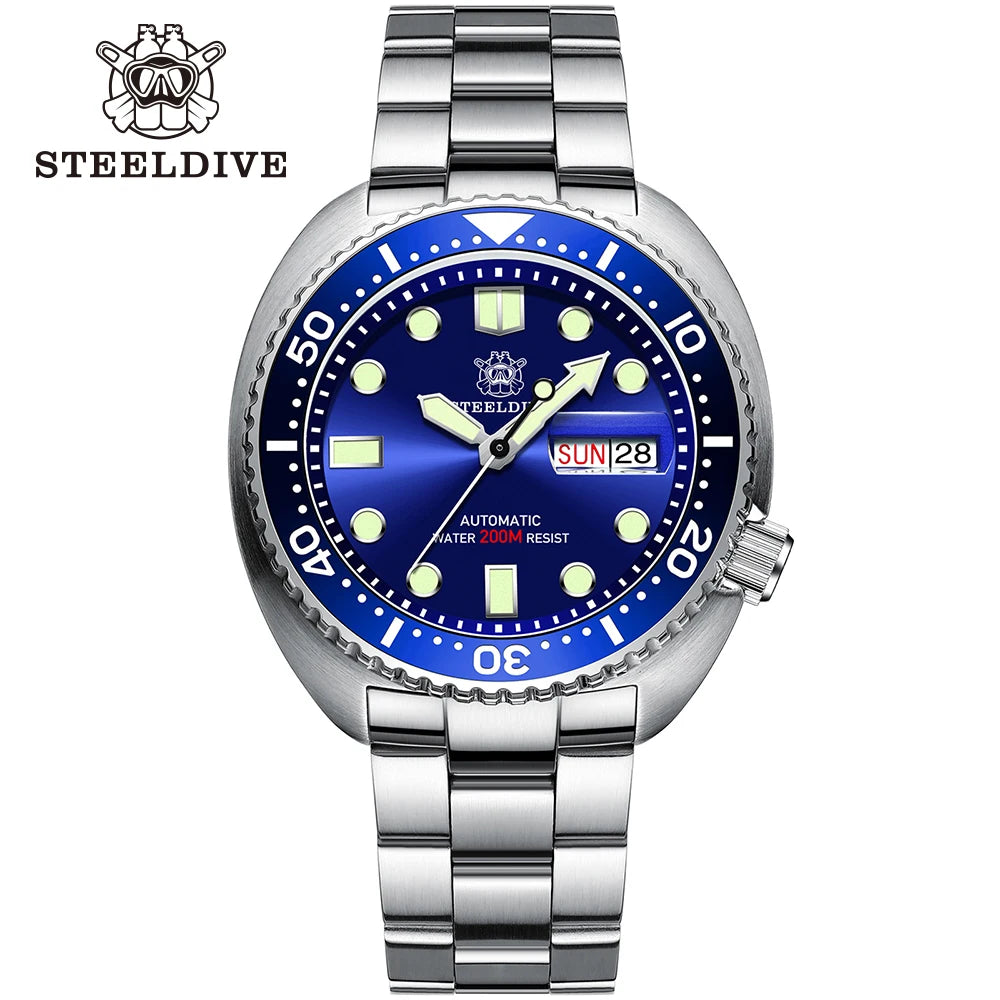 STEELDIVE Brand Classic Design SD1972 45mm Case Ceramic Bezel Sapphire Glass NH36 Automatic Movement Day and Date Sports Watches