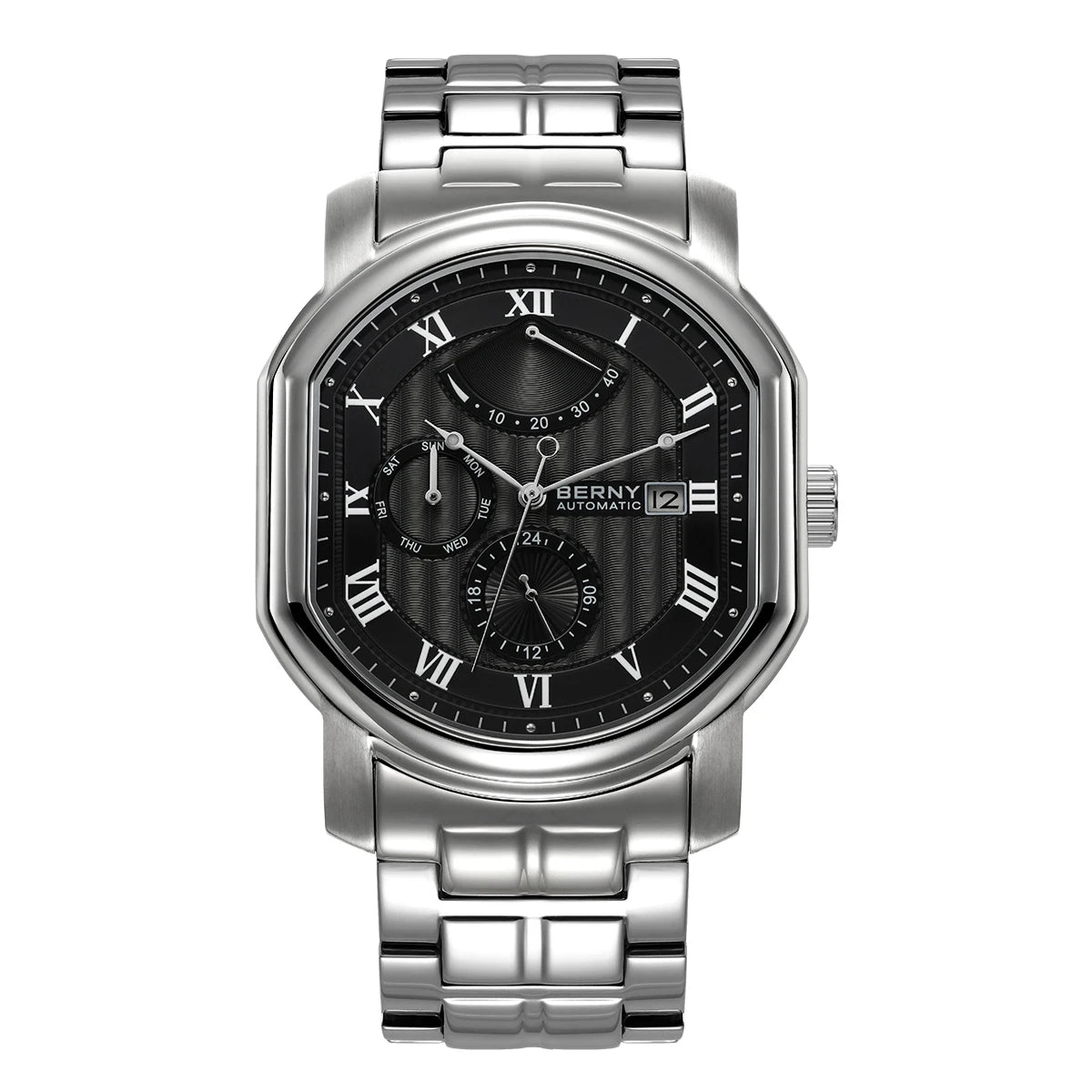BERNY Men Mechanical Watch Top Accuracy Move Automatic Wristwatch Luxury Male Clock Sapphire Self-Winding Men's Watch Waterproof