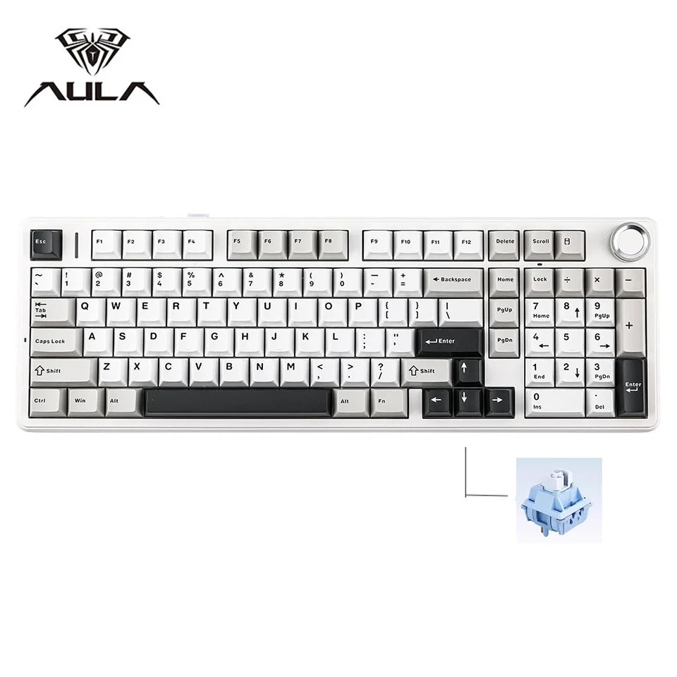 AULA F99 PRO Wireless Gaming Mechanical Keyboard 99 Keys Hot Swappable Gasket Structure 96% 8000mAh Battery Keyboard with Knob