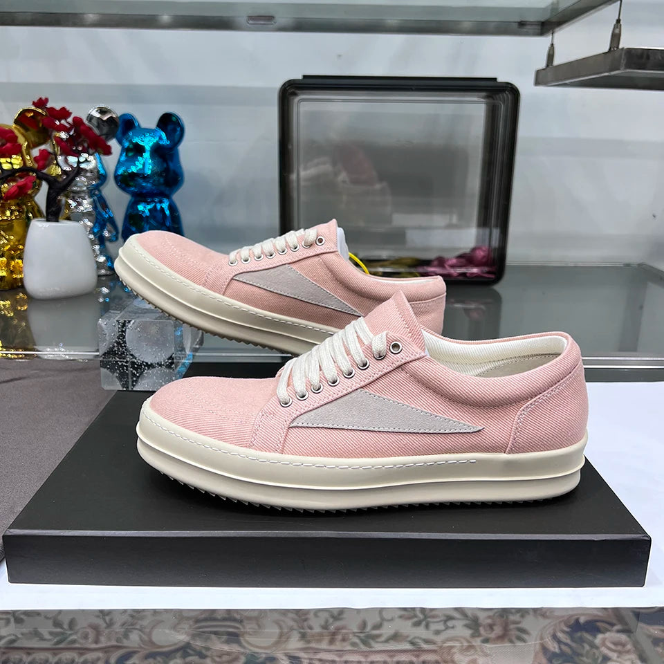 Casual Shoes Men Low Top Quality Denim Lace Up Thick Sole Luxury Designer Hip-hop Dunk Sport Trainers Women Summer Flat Sneakers