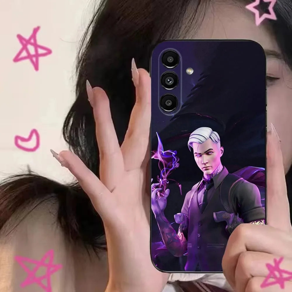 Калъф за телефон R-Royales F-Fortnites за Samsung S24,S21,S22,S23,S30,Ultra,S20,Plus,Fe,Lite,Note,10,9,5G, черен мек калъф