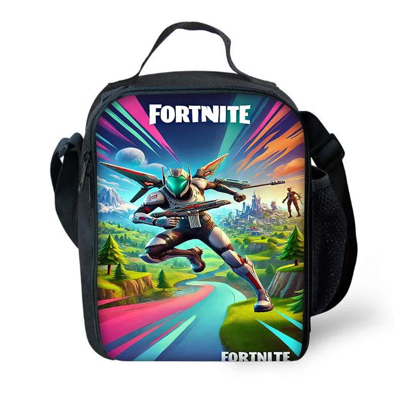 Детска голяма изолирана чанта F-FortniteS с голям капацитет за момчета и момичета, ученици, за пикник на открито, многократна термо хладилна кутия за обяд