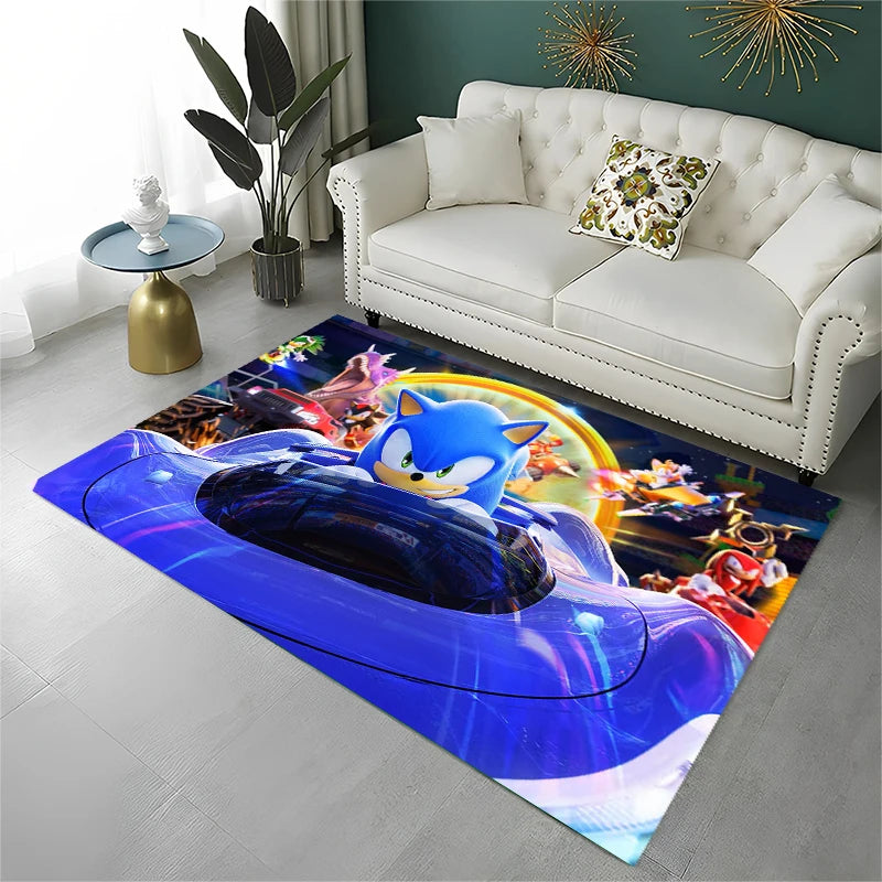 Classic Game S-Sonic Cartoon Non-Slip Area Rug for Living Room,Bedroom,Playroom,Soft Carpet Floor Mat Home Decor Rug Kids Room