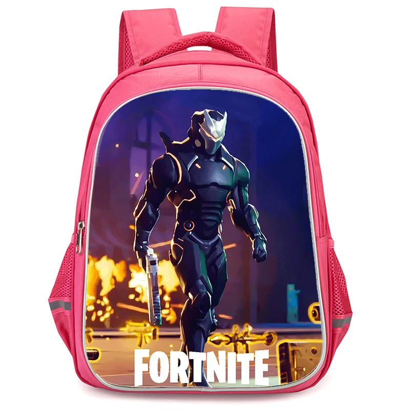 16" Fortnite Cartoon Red Backpack Unisex Dual Zipper Large Capacity School Bag Kids Bookbag Boys Girls Ages 5-8