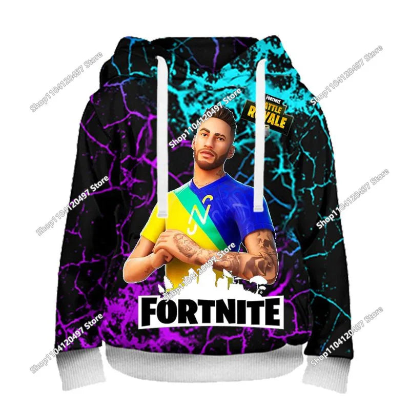 Nowe bluzy Fortnite 2025 z kapturem, nadruk 3D, bluza męska Harajuku z długim rękawem, krój oversize, unisex, odzież cosplayowa