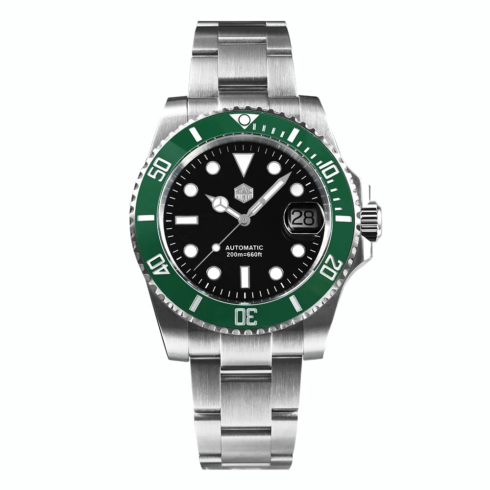 San Martin 40mm Water Ghost PT5000 Automatic Men Diving Watch Business Mechanical Sapphire Waterproof 20Bar Luxury BGW-9 SN0017D