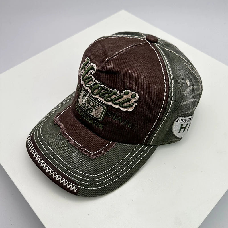 Bonés de basebol vintage coreanos lavados para homem e mulher, em algodão, com fecho snapback, bordado, design novo e versátil, letras bordadas, estilo casual desgastado