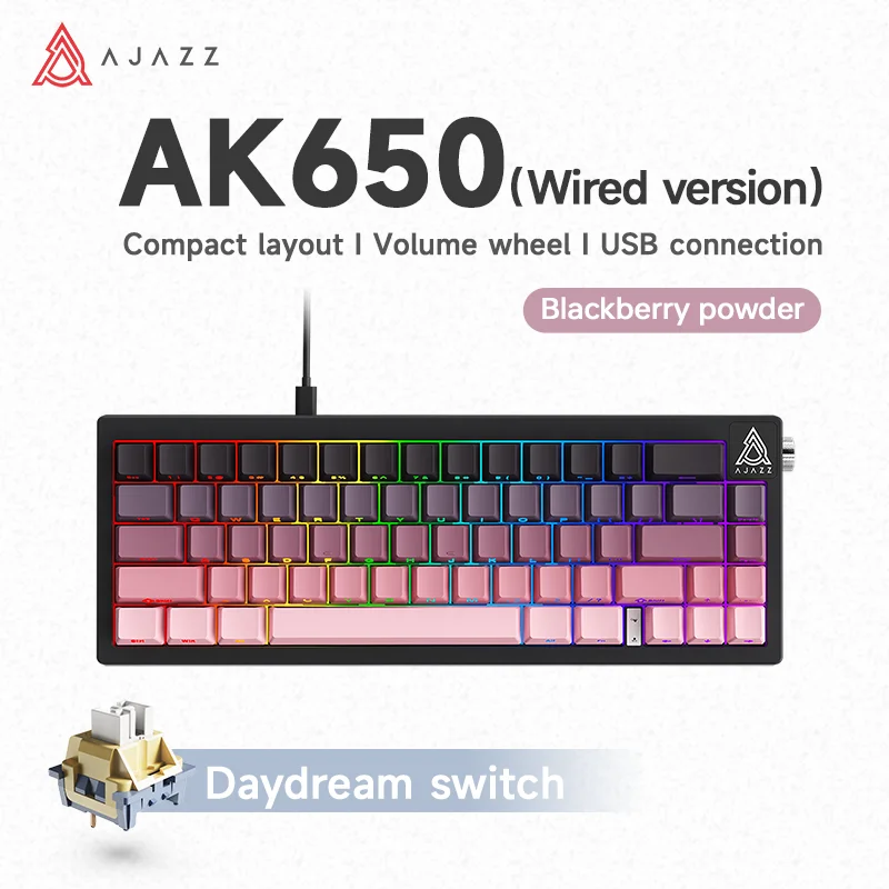 New AJAZZ AK650 Wireless Mechanical Keyboard Bluetooth Triple Mode Customized Game Gasket with Screen Gaming Wired Gift