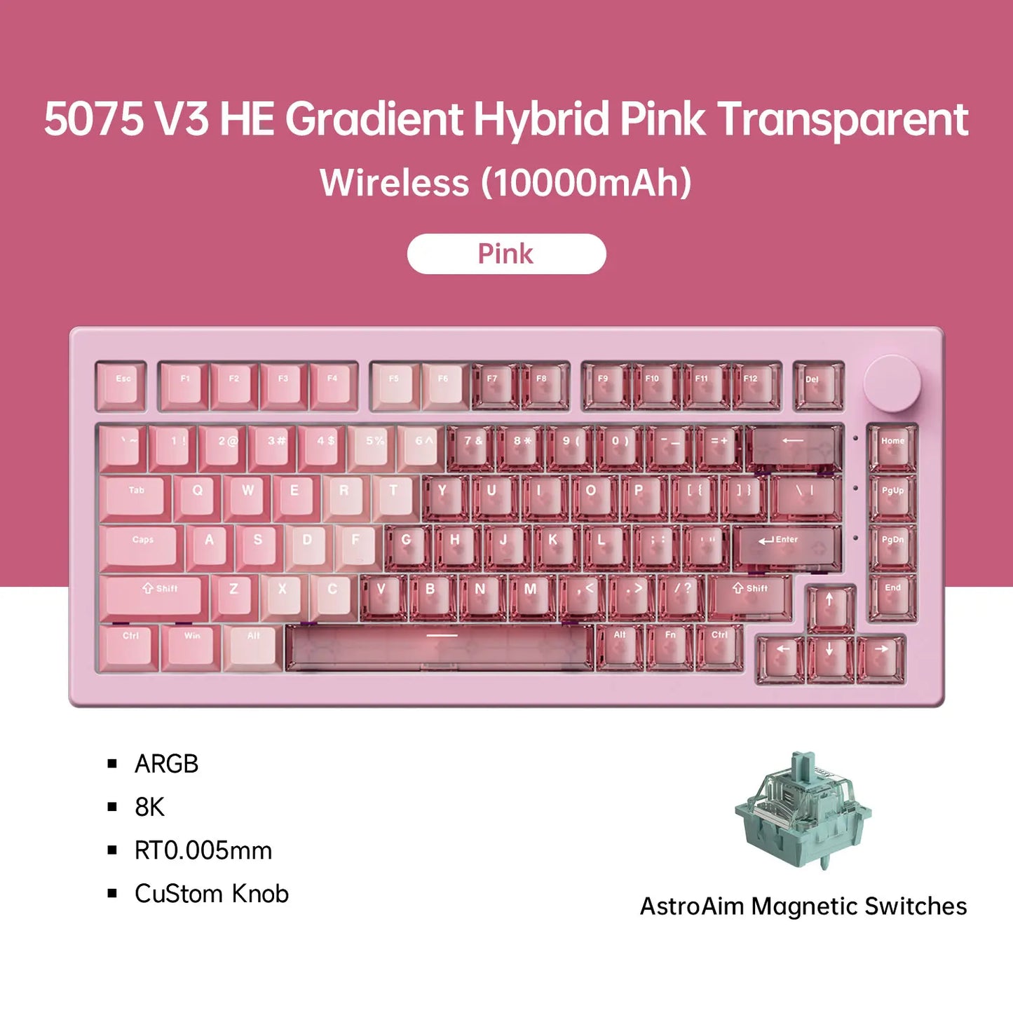 Akko 5075 V3 HE Magnetic Keyboard 75% Custom Mechanical Gaming Keyboard Rapid Trigger 0.005mm 8K Polling Rate ARGB