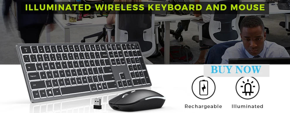 Backlit 7-Colors Bluetooth Keyboard with Touchpad 2.4G Wireless Multimedia Rechargable Keyboard for Laptop PC Tablet