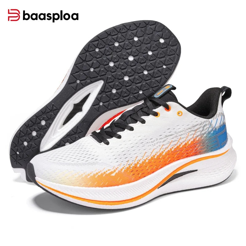 Baasploa Herren-Joggingsportschuhe mit Carbonplatte, professioneller Dämpfung, atmungsaktive rutschfeste Outdoor-Laufsneaker