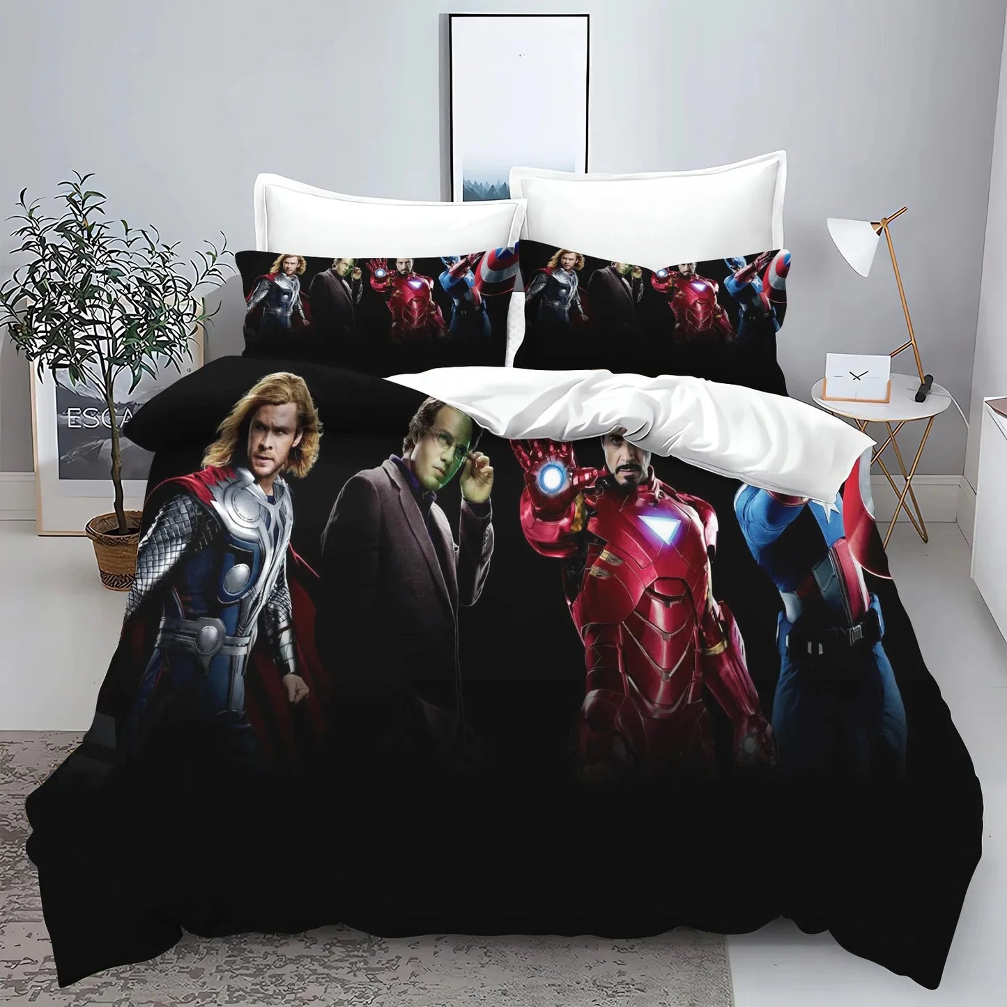 The Avengers helden-dekbedovertrek met kussensloop, beddengoedset voor volwassenen, jongens en meisjes, slaapkamerdecoratie voor kinderen, eenpersoons, tweepersoons, groot formaat