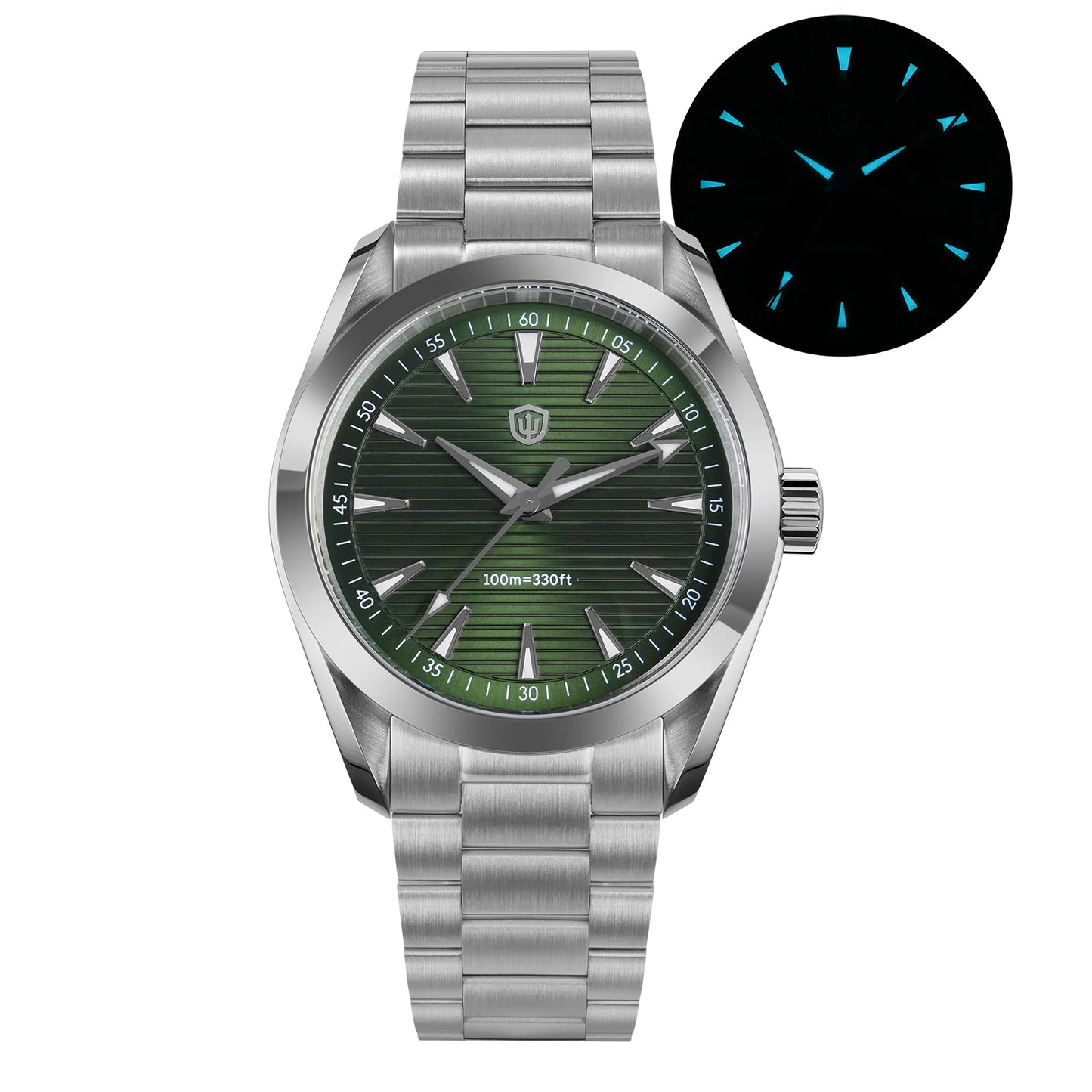 Watchdives WD0006B VH31 Quartz Wristwatches White Mops Dial AR Sapphire Luminous BGW9 100M Waterproof 38Mm Stainless Steel Watch