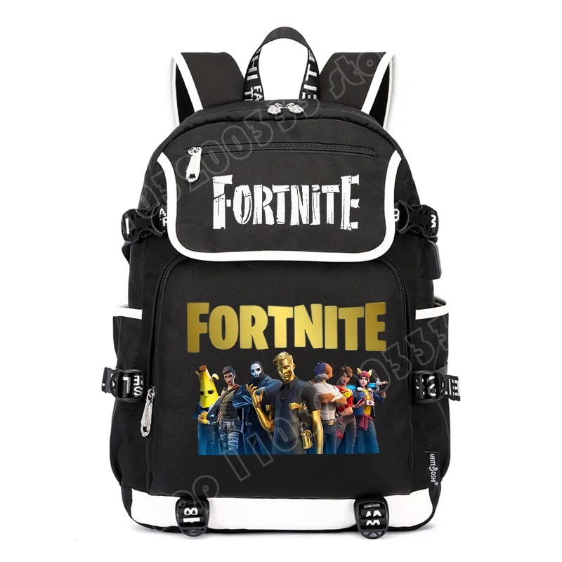 Fortnites раница с голям капацитет, ежедневна чанта за рамо с USB порт, унисекс аниме ученическа раница, нов стилен подарък за канцеларски принадлежности