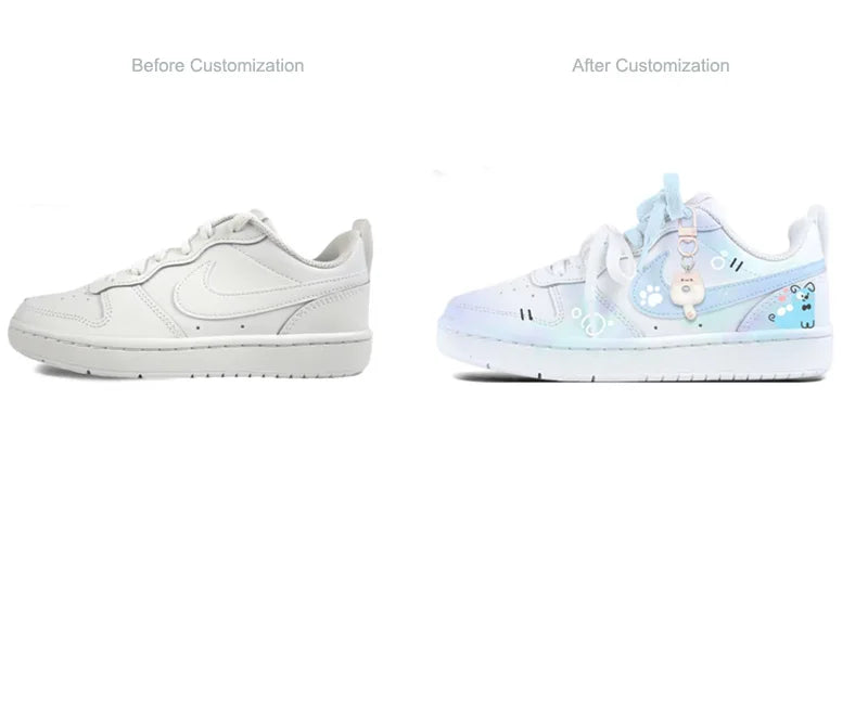 Custom Sneakers Nike Court Borough Twin Sweet Dreams Niche Preppy Style Cute & Sweet Women's Skateboarding Sneakers