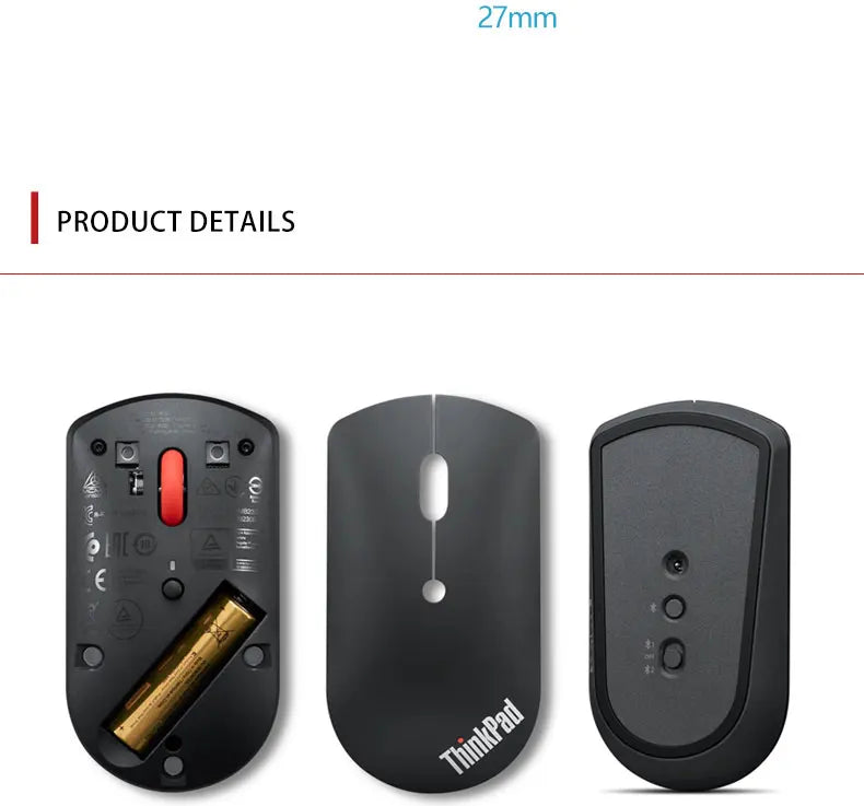 Wireless Mouse Lenovo ThinkPad Wireless Mouse 4Y50X88822 Mouse Dual Bluetooth Office Mouse Laser Mouse Black Ergonomic Mouse Laptop Mouse