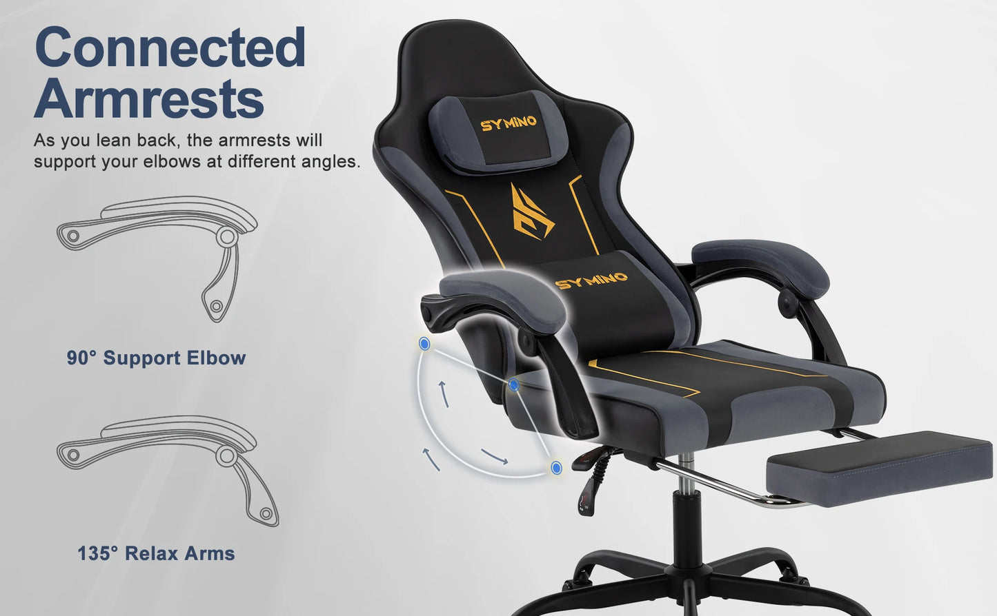 SYMINO Latex Cushion Ergonomic Gaming Chair – Racing Style, Adjustable with Footrest, 130kg Capacity