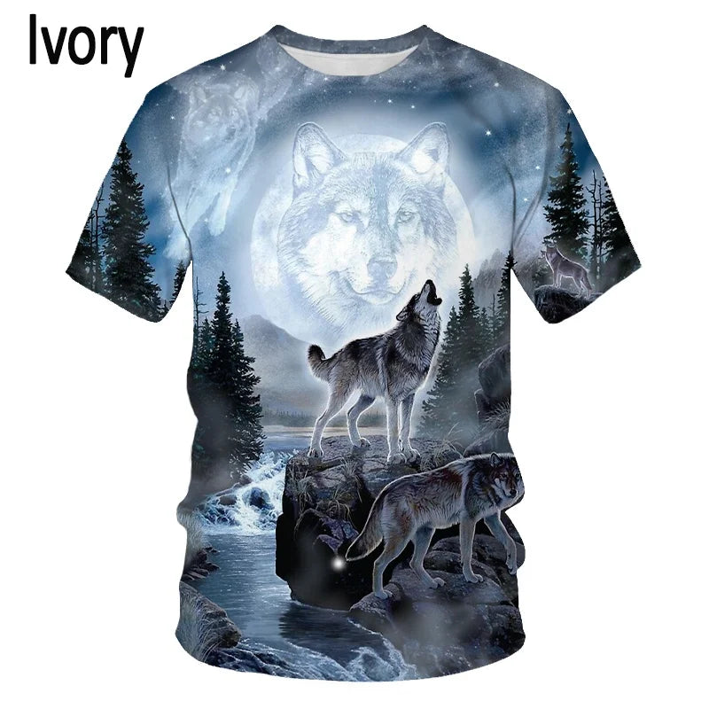 Fashion 3D Wolf Printed T Shirts for Men/women Personality Cool Printing Graphic Tee Shirt Short Sleeve T-shirt