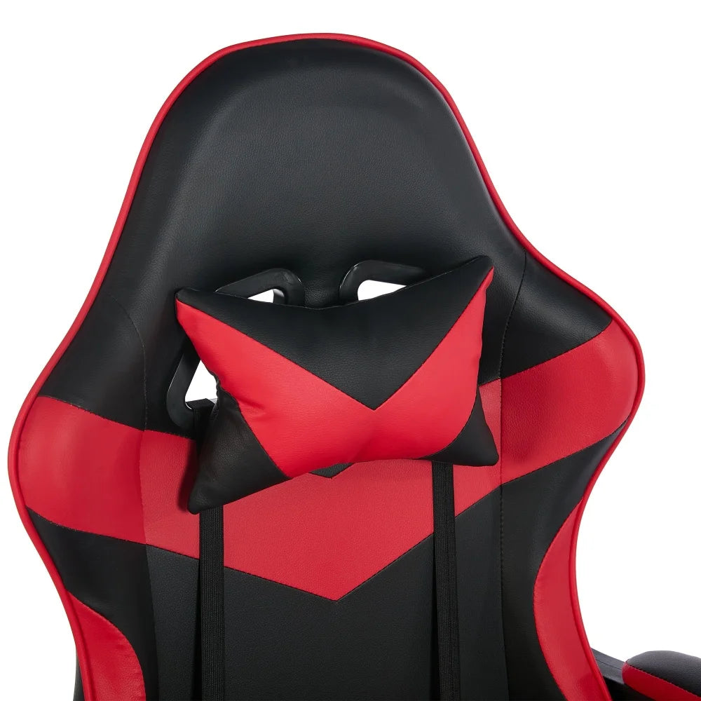 360 ° - Swivel Ergonomic Racing Design Gaming Chair Leather, Headrest and Lumbar Support for Office and Gaming - Black&Red