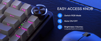 Redragon K673 GB 75% Wireless Gasket RGB 3-Modes 81 Keys Gaming Mechanical Hot-Swap Socket Keyboard