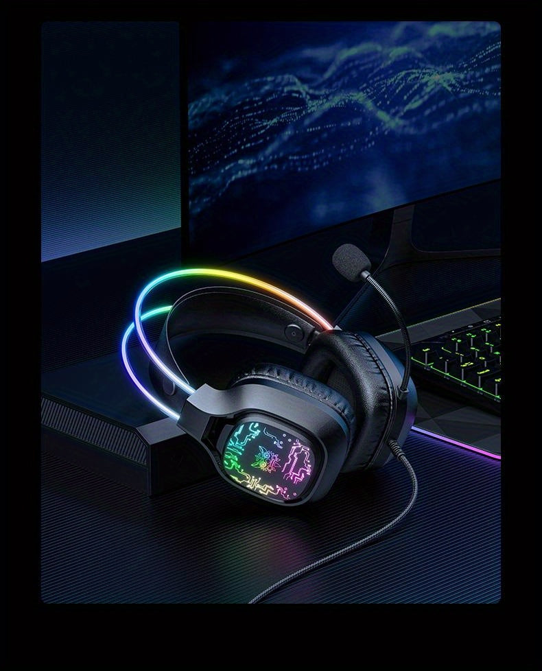 ONIKUMA X22 casque de jeu RGB éclairage dynamique filaire sur l'oreille casque avec micro antibruit pour PC PS4 Xbox PS5