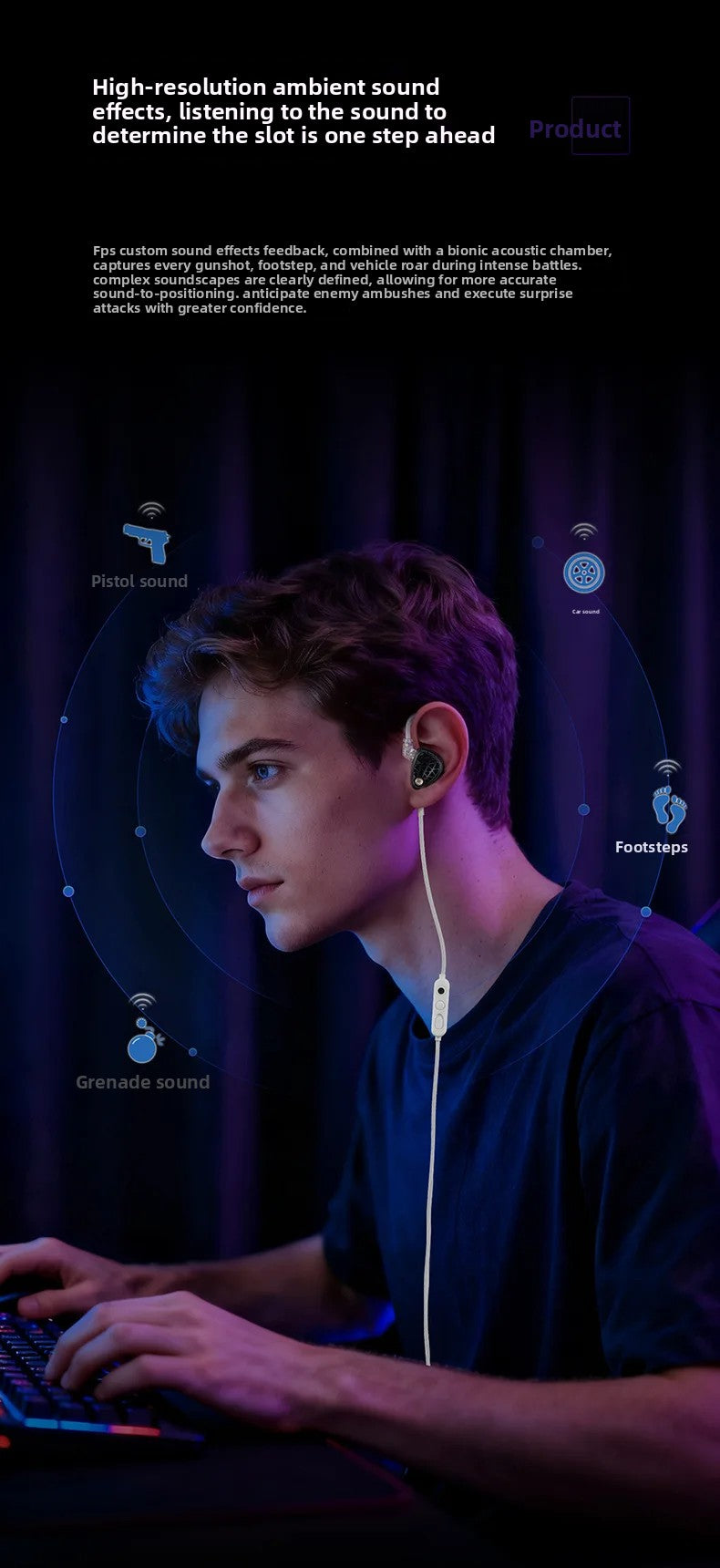 KZ Phantom HIFI In-Ear Gaming Earphone 4-Speed Custom Tuning Switch DSP Game Sound Card For PC Wired Headphones Gifts