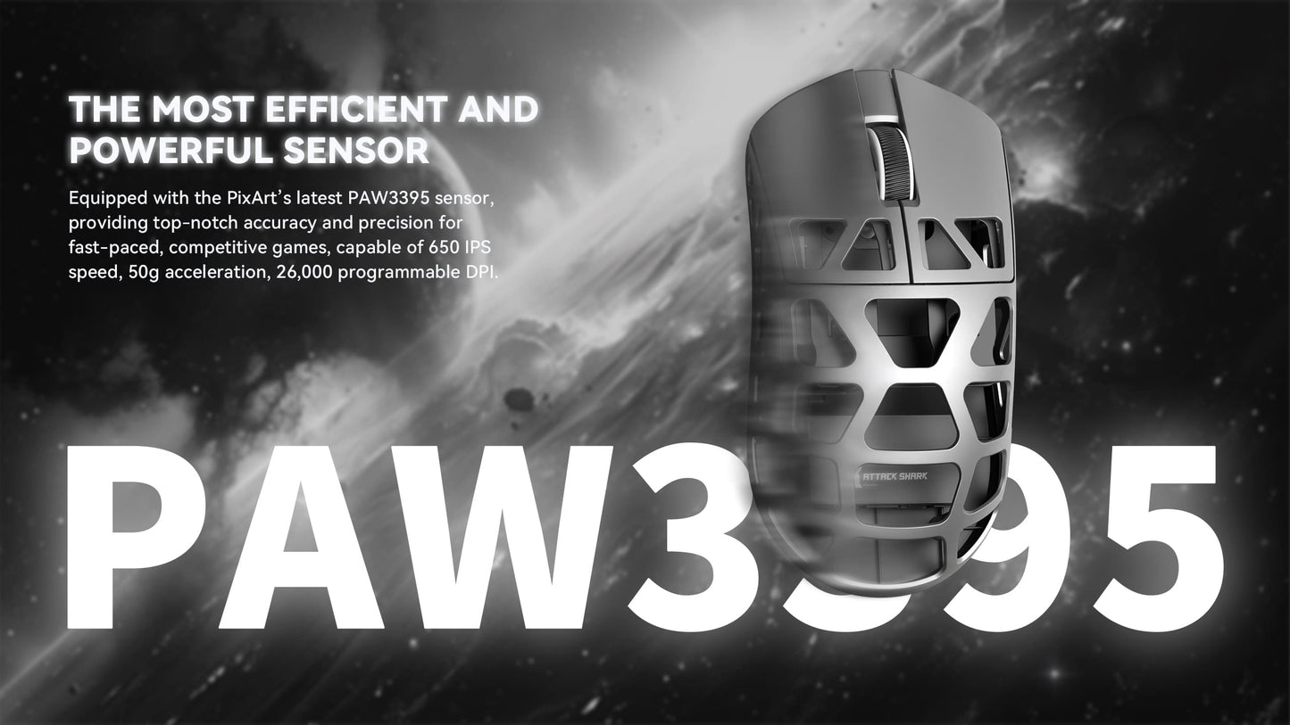 ATTACK SHARK R3 Magnesium Alloy Gaming Mouse 8K SUPERLIGHT 8000Hz 6 Adjustable DPI up to 26000 PAW3395 BT/2.4G Wireless/Wired