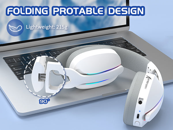MAMBASNAKE x ATTACK SHARK L90 RGB Wireless Gaming Headset, Triple Modes, Foldable Headphone with Detachable Mic