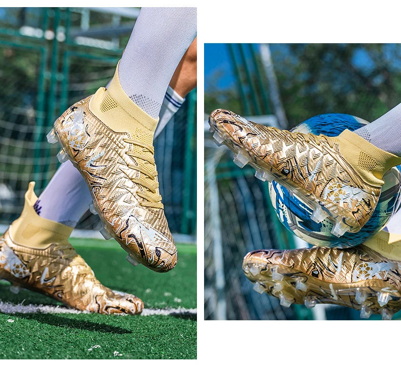ro Performance HighCut Soccer Boots FG TF Studs Breathable Lightweight Cleats for Outdoor Grass and Turf Training Matches