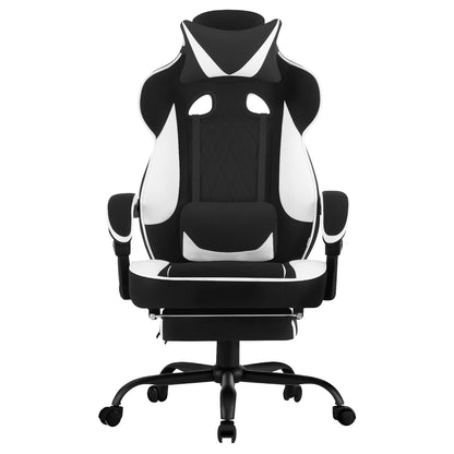 WOLTU Swivel Gaming Chair with Pocket Spring Cushion Ergonomic Office Chair Wide Seat Footrest Rotatable Computer Armchair