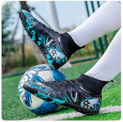 ro Performance HighCut Soccer Boots FG TF Studs Breathable Lightweight Cleats for Outdoor Grass and Turf Training Matches