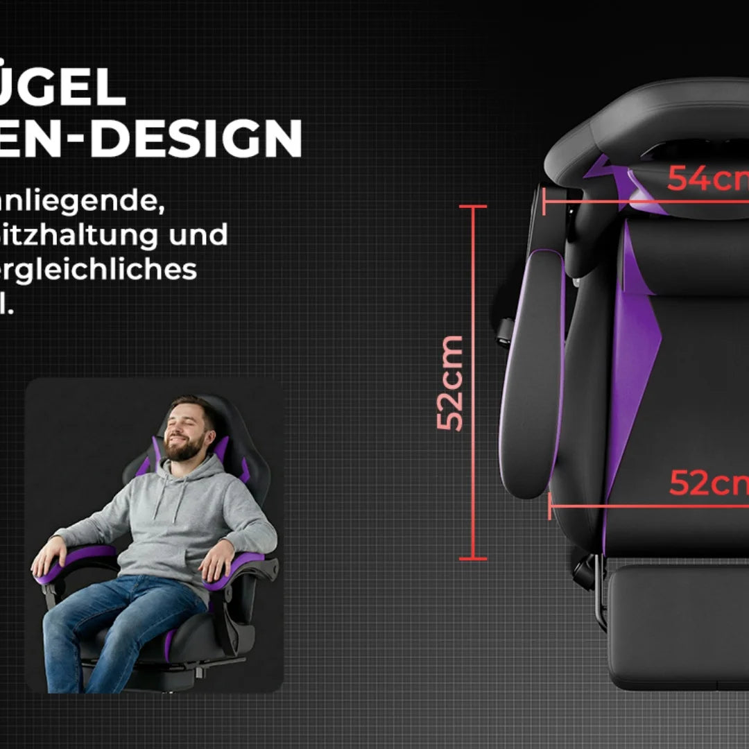 Gaming Stuhl Ergonomisch Gaming Chair mit Lendenkissen und Kopfstütze, Gamer Stuhl Höhenverstellbar, Pc Stuhl für Erwachsene Mäd