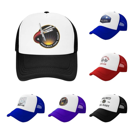 Project Hail Mary Mission Patch Mesh Baseball Cap Adult Hip-Hop Trucker Worker Cap Adjustable Fishing Hat Washable Trucker Hat