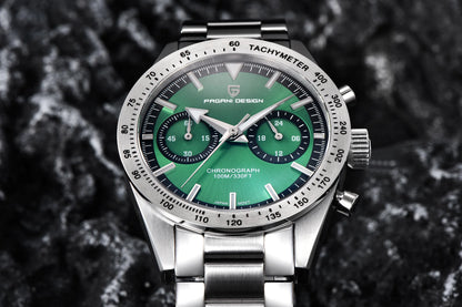 PAGANI DESIGN 2024 New Wide arrow Moon Men's Watches Luxury Quartz Watch For Men Sport Retro Chronograph VK64 AR Sapphire glass