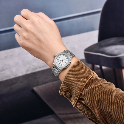 New man DESIGN Automatic luxury Pugani Mechanical Watch With glasses anti-Reflective Sapphire Light needles, man sport Watch, Local Delivery