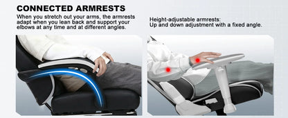 GTPLAYER Ergonomic Gaming Chair with Footrest, Faux Leather Gaming Chair, Spring Cushion Seat, Adjustable Armrests, 150KG Desk Chair