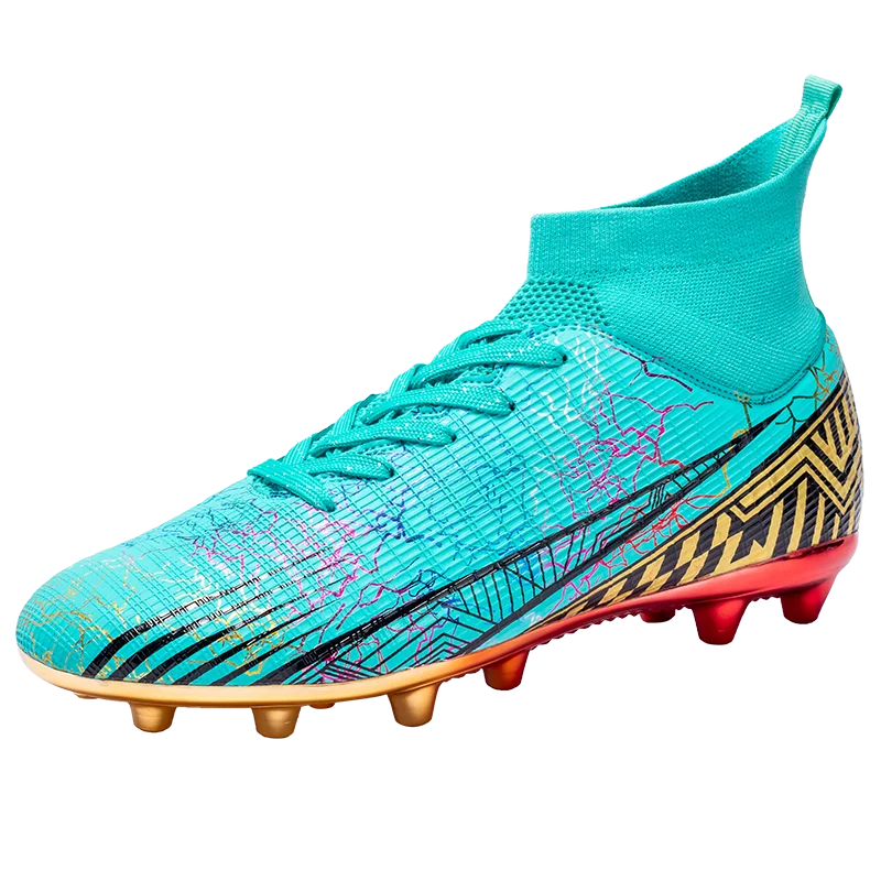 Men's Football Shoes Professional Gold Plated FG Soccer Cleats High Performance Sports Sneakers for Artificial Grass Competitive