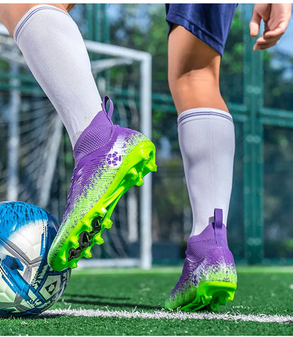 Pro Performance HighCut Soccer Boots FG Long Studs Breathable Lightweight Cleats for Outdoor Grass Matches and Daily Training