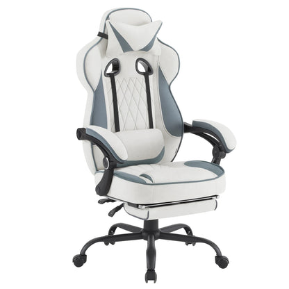 WOLTU Swivel Gaming Chair with Pocket Spring Cushion Ergonomic Office Chair Wide Seat Footrest Rotatable Computer Armchair