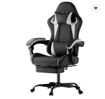 Gaming Stuhl Ergonomisch Gaming Chair mit Lendenkissen und Kopfstütze, Gamer Stuhl Höhenverstellbar, Pc Stuhl für Erwachsene Mäd