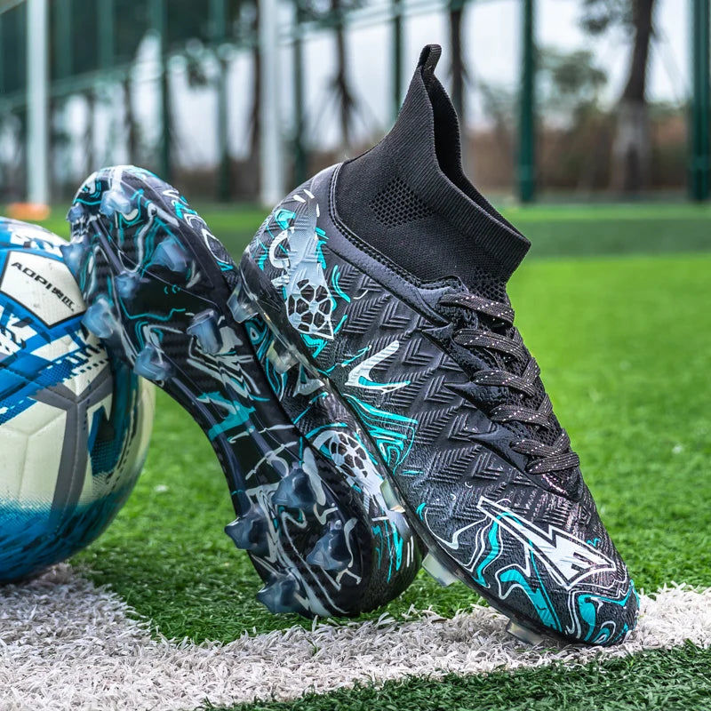 ro Performance HighCut Soccer Boots FG TF Studs Breathable Lightweight Cleats for Outdoor Grass and Turf Training Matches