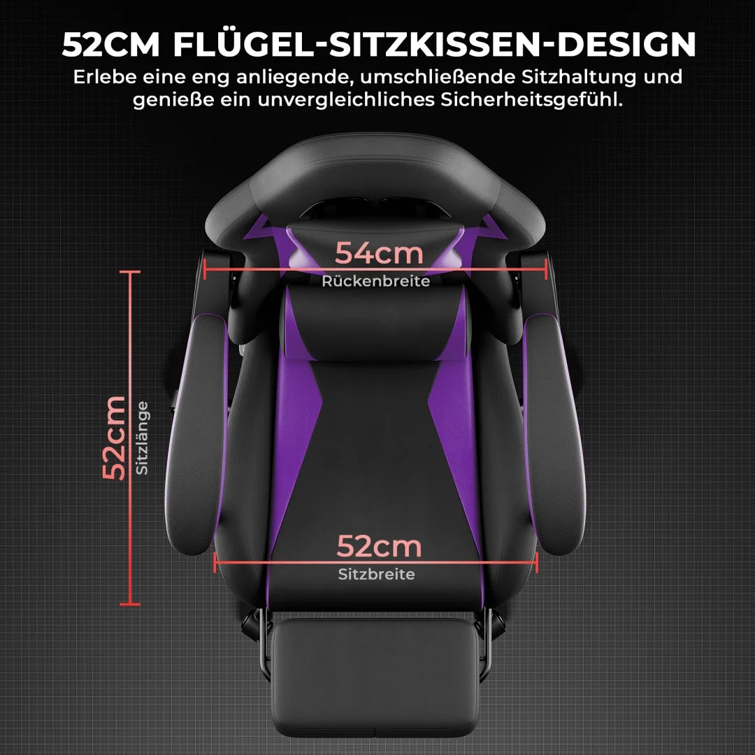 Gaming Stuhl Ergonomisch Gaming Chair mit Lendenkissen und Kopfstütze, Gamer Stuhl Höhenverstellbar, Pc Stuhl für Erwachsene Mäd