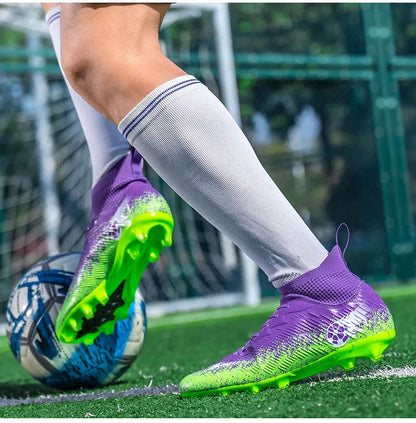 Pro Performance HighCut Soccer Boots FG Long Studs Breathable Lightweight Cleats for Outdoor Grass Matches and Daily Training