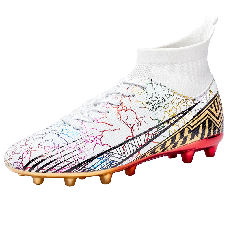 Men's Football Shoes Professional Gold Plated FG Soccer Cleats High Performance Sports Sneakers for Artificial Grass Competitive