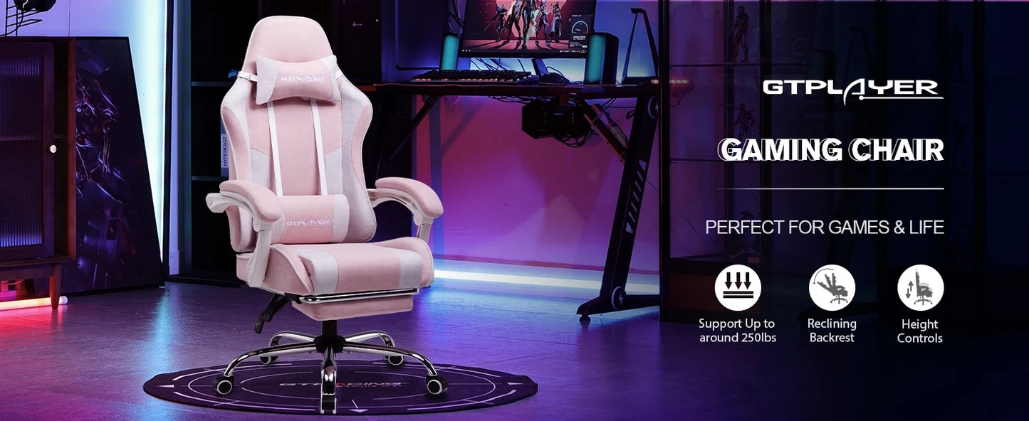GTPLAYER Office Chair Gaming chair fabric Gaming armchair Ergonomic Gamer chair Footrest Headrest Lin Pillow Padded